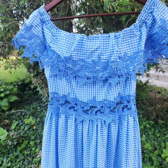 VENUS Blue Smocked Off-Shoulder Maxi Dress - Picture 4 of 6